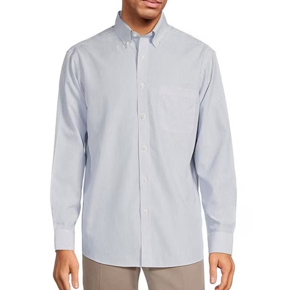 GOLD LABEL Roundtree & Yorke Long Sleeve Pin Stripe
Button Down Collar Shirt